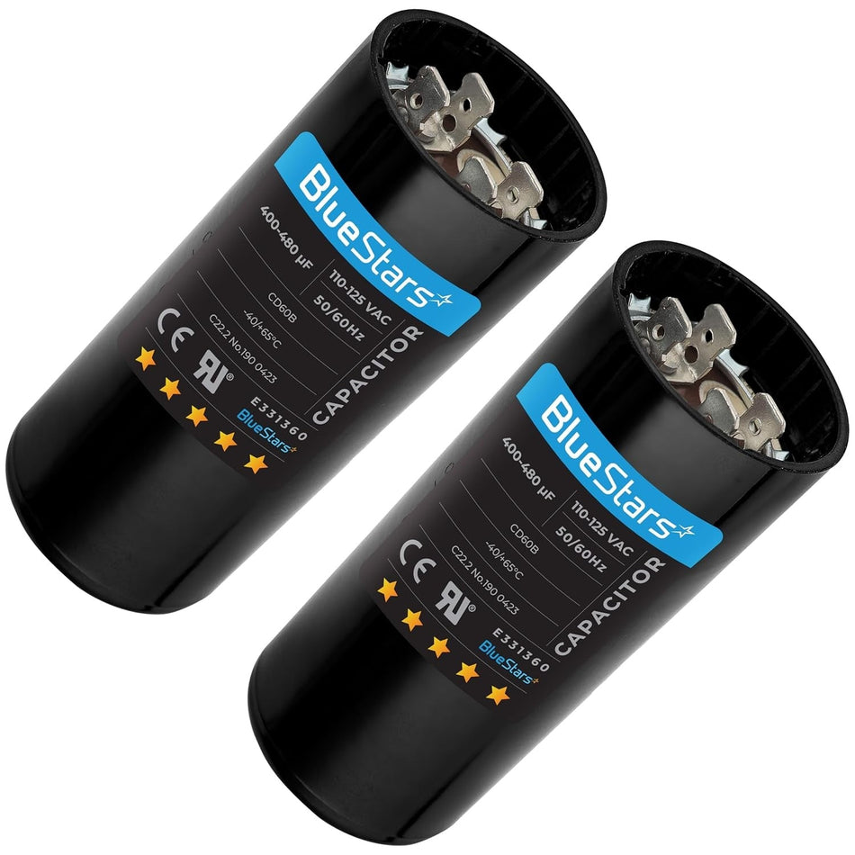 2-pack 400-480 uf/MFD 110-125 VAC Round Motor Start Capacitor 50/60 Hz AC Electric