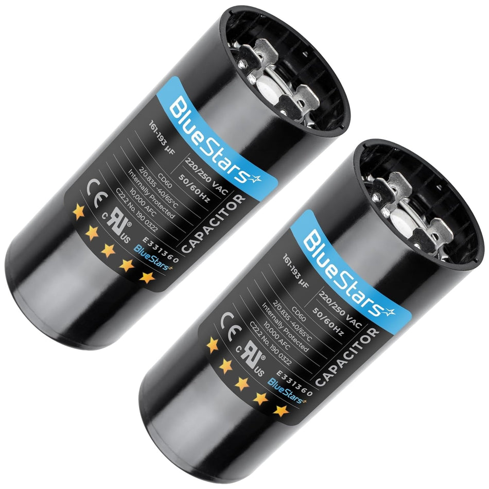 2-pack 161-193 uf MFD 50/60 Hz 220-250 VAC Volts Round Start Capacitor