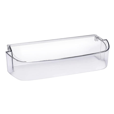 WPW10710203 refrigerator gallon door shelf bin, clear plastic product shown from the front