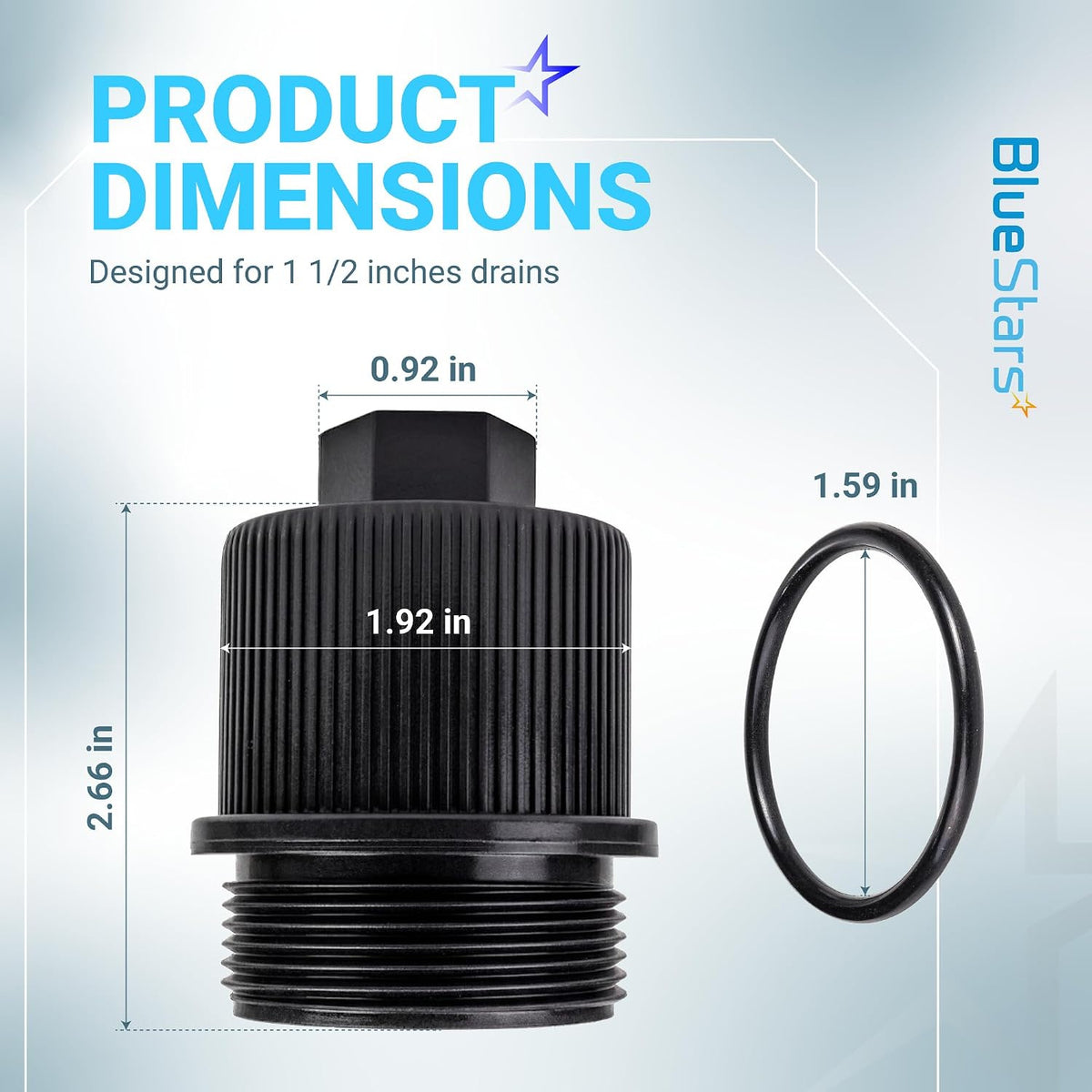 190030 Filter Drain Plug Cap Assembly with O-Ring, dimensions diagram showing cap, O-ring, and measurements