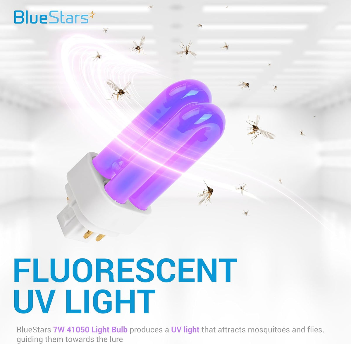 Single 7W 41050 replacement UV light bulb for DynaTrap insect traps attracting mosquitoes.