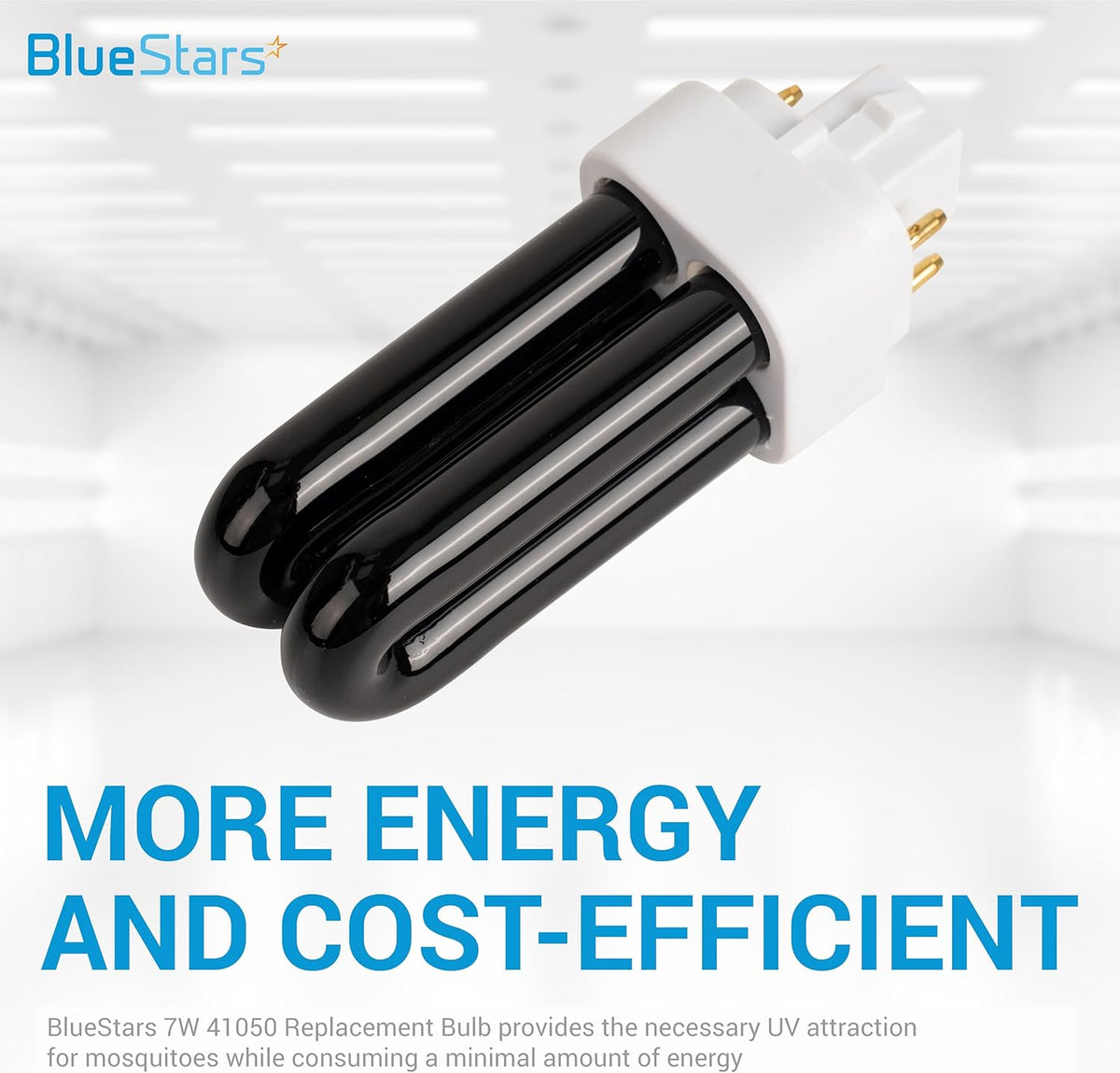 Single 7W 41050 replacement UV light bulb for DynaTrap insect traps with white base and four-pin connector.