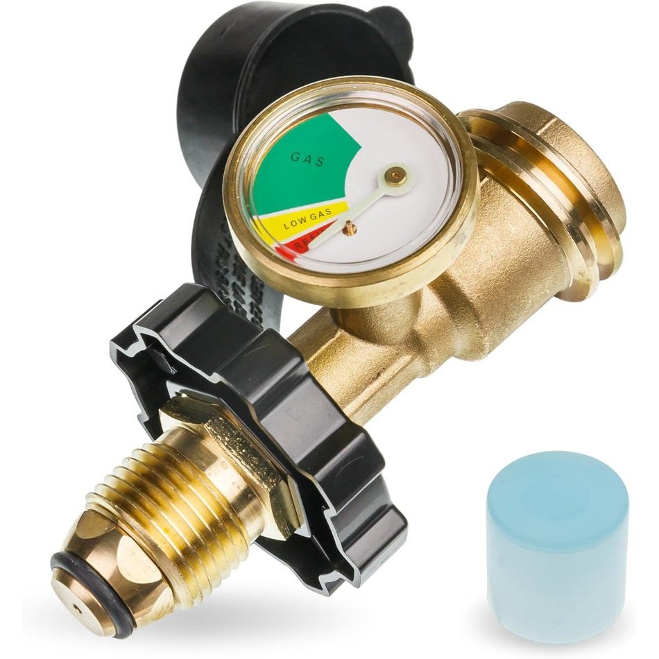 100 lb Propane Tank Adapter, POL Propane Gauge for 100 lb Propane Tank, Converts POL LP Tank Service Valve to QCC1/Type 1 - Old to New Connection Type