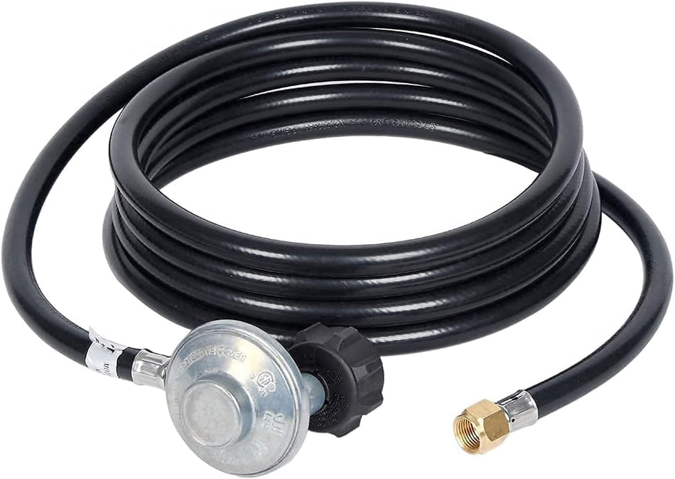 12 Feet Universal QCC1 Low Pressure Propane Regulator with 12 FT Hose, 3/8" Female Flare Nut