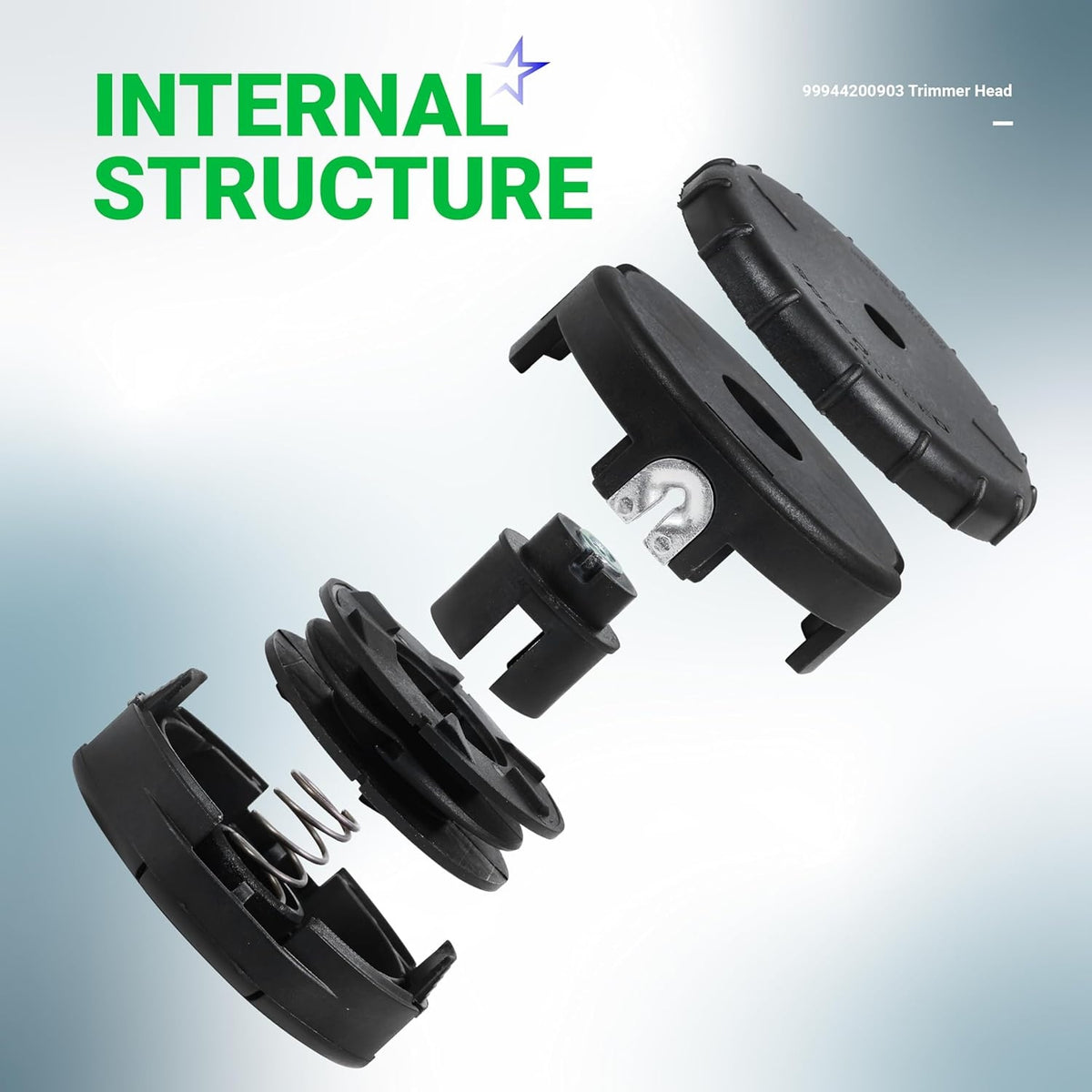 Exploded view of Speed-Feed 450 trimmer head internal components for Echo SRM series trimmers.
