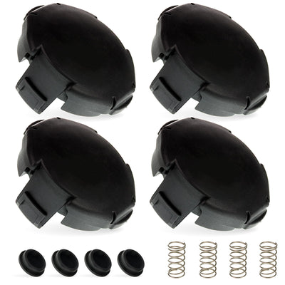 Set of four Speed Feed 400 trimmer head caps, springs, and eyelets compatible with Echo string trimmers.