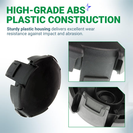 Close-up views of the durable ABS plastic Speed Feed 400 trimmer head cap for Echo string trimmers.
