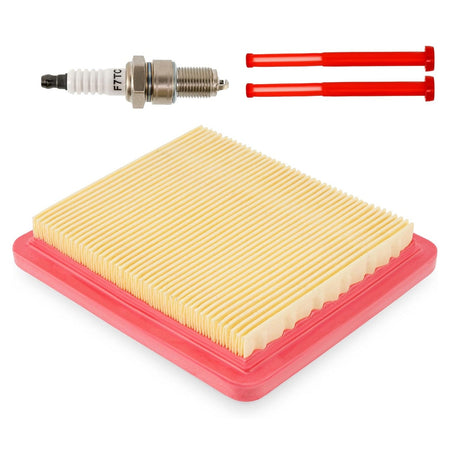 Replacement air filter, spark plug, and fuel lines compatible with Honda GCV160, GCV170, and GCV190 engines.