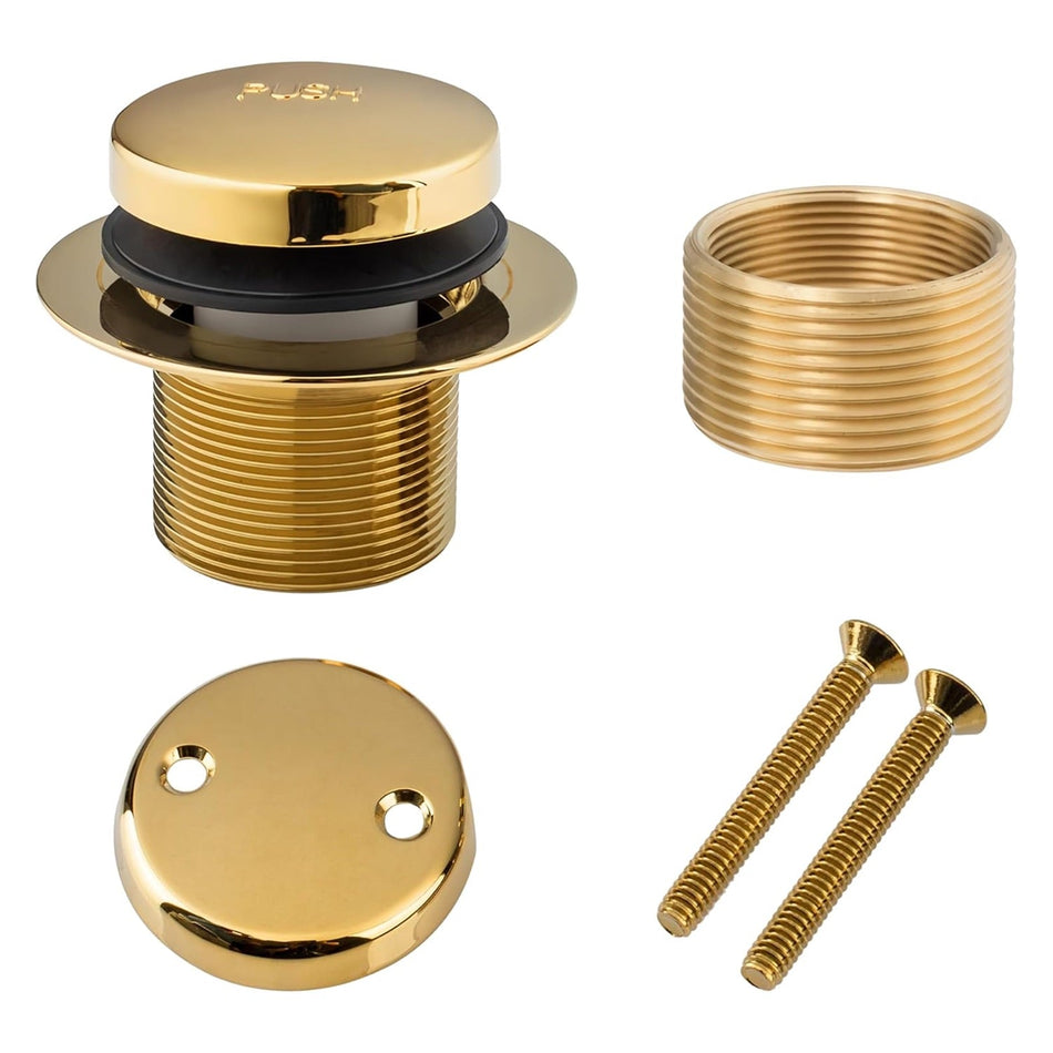 Tip-Toe Tub Trim Kit with Two-Hole Overflow Faceplate – Fits US Standard Sizes 1.40”-1.50” - Gold