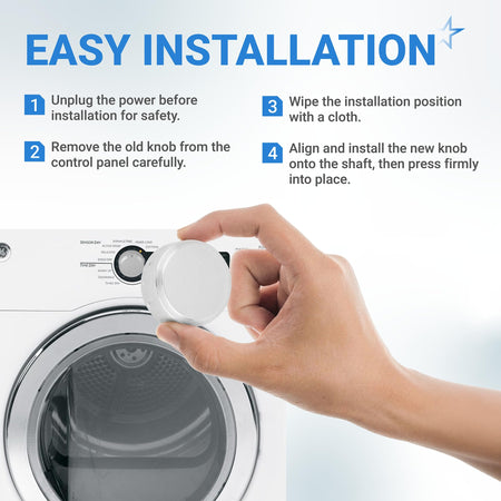 Installation guide for WE01X21167 replacement control knob on a GE dryer control panel.