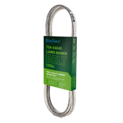 954-04045 replacement mower deck belt for Cub Cadet and MTD, 1/2 x 109 inch aramid belt in retail packaging.