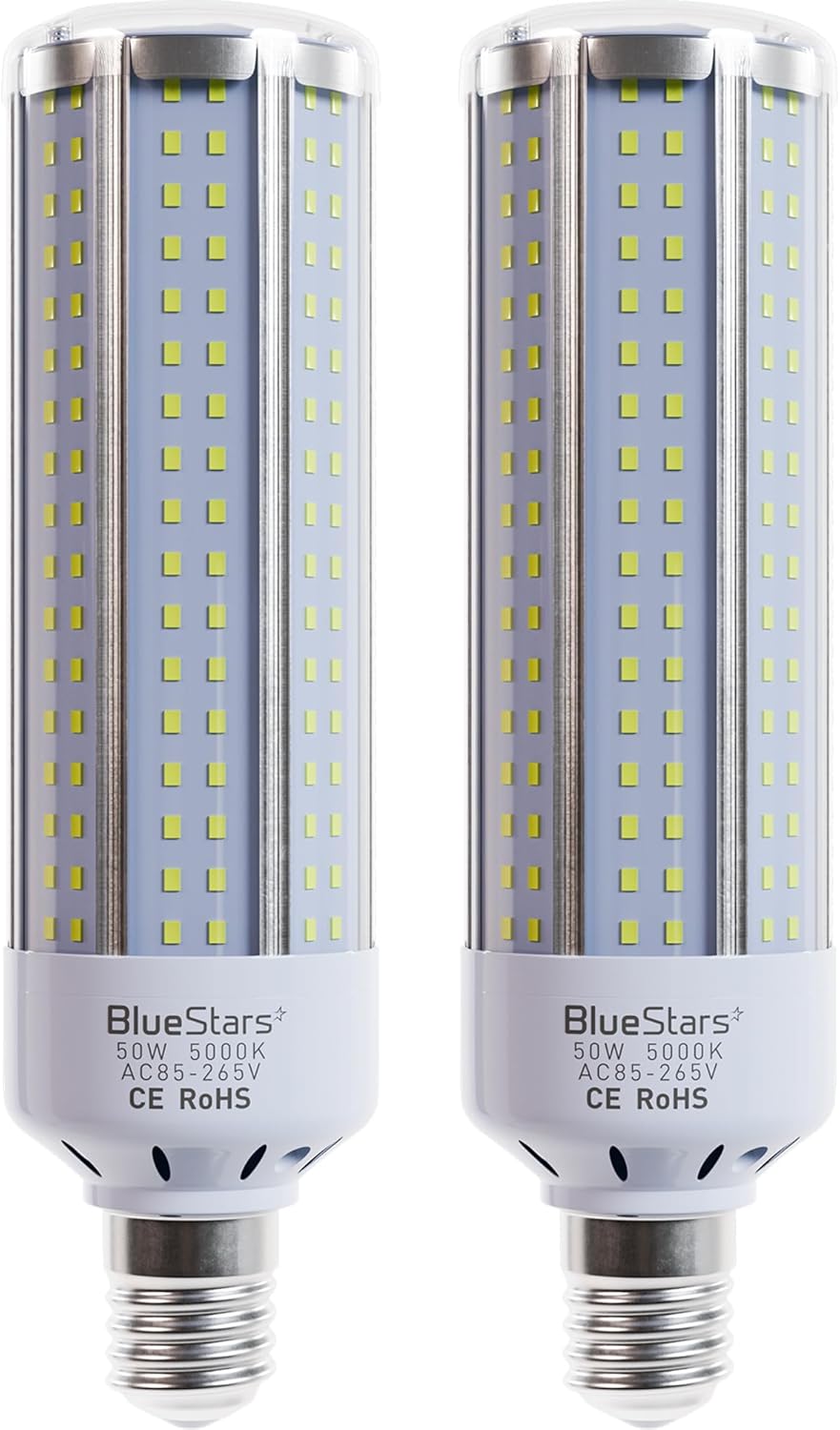 2-pack 50W E26 LED Corn Light Bulbs, 5000K, 3200 Lumens E27 Base Super Bright (500W Equivalent)