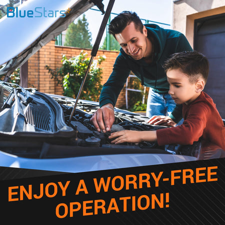 Father and son working on a car engine, representing the reliable automotive application of 1.5" T-Bolt hose clamps.
