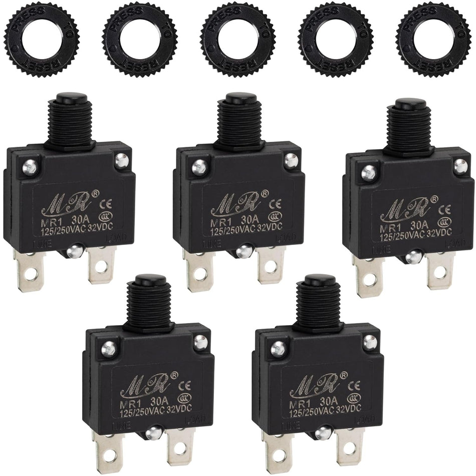 5-pack 30Amp Thermal Circuit Breaker 125/250V