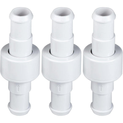Three white D20 hose swivel replacements for Zodiac Polaris pool cleaners.