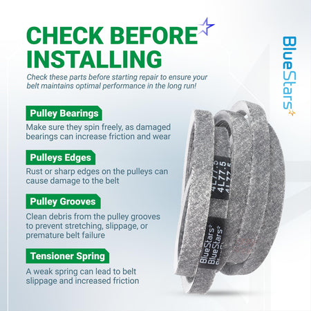 754-04062 deck belt installation guide showing maintenance tips for mower pulleys and tensioner springs.