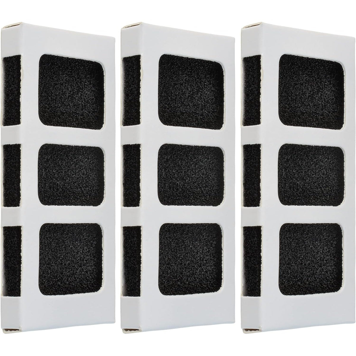 Three Paultra2 refrigerator air filters with black carbon panels compatible with PureAir Ultra II models.