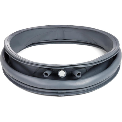 Gray rubber washer door boot seal replacement part for Electrolux front load washing machines.