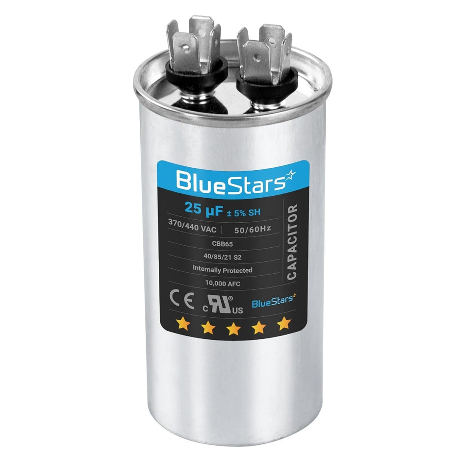 25 MFD uf ± 5% MFD 370 V VAC or 440 Volt Multi-Purpose Motor Run Round Capacitor