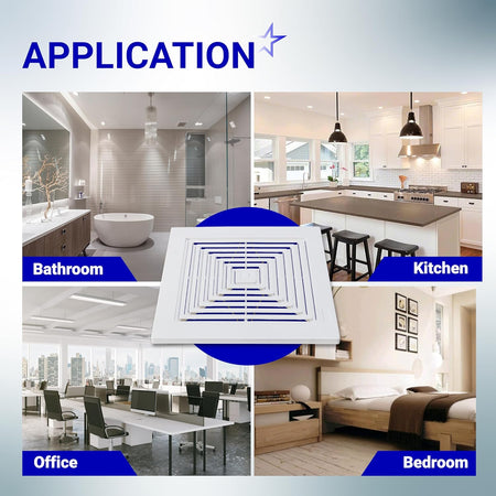 S97011723 bathroom ceiling fan cover grille shown in various home and office application settings.