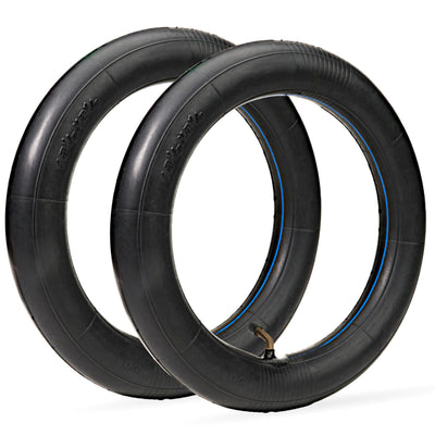 Two 12.5-inch heavy-duty butyl rubber inner tubes for electric scooters and bikes with bent valves.