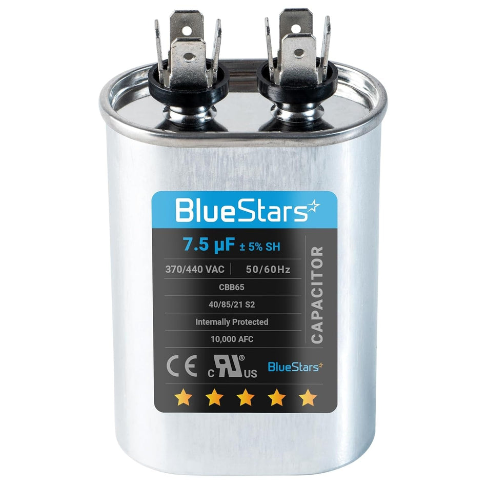 CBB65 7.5 uF ± 5% MFD 370 or 440 Oval Run Capacitor