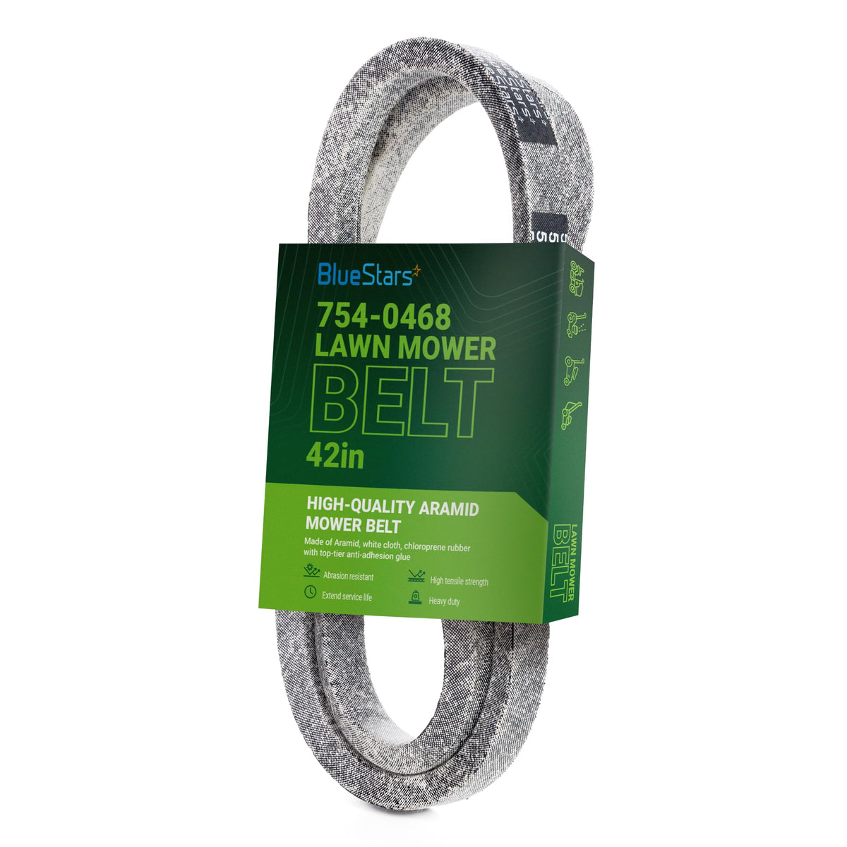 BlueStars 754-0468 replacement mower drive belt in retail packaging.