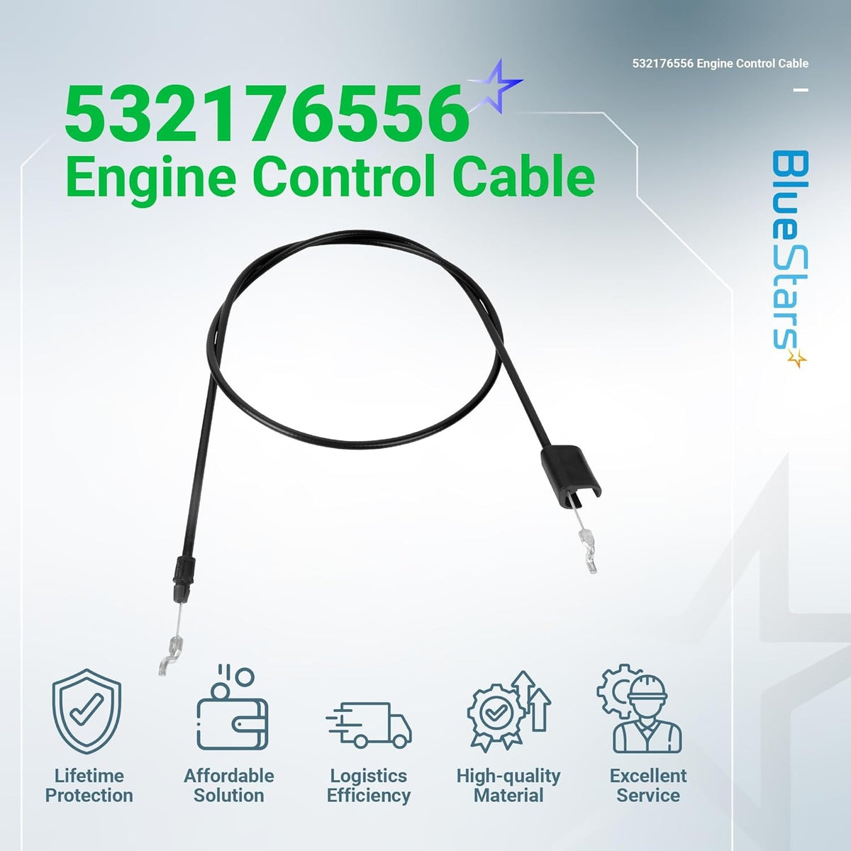 532176556 engine control cable for Craftsman, Murray, and Troy-Bilt self-propelled lawn mowers.