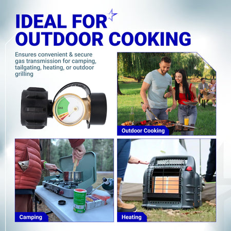 Propane tank gas level indicator gauge with pressure monitor for camping, grilling, and outdoor heating equipment.