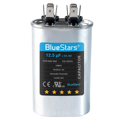12.5 uF 370/440 VAC CBB65 oval run start capacitor for condenser and heat pump units.