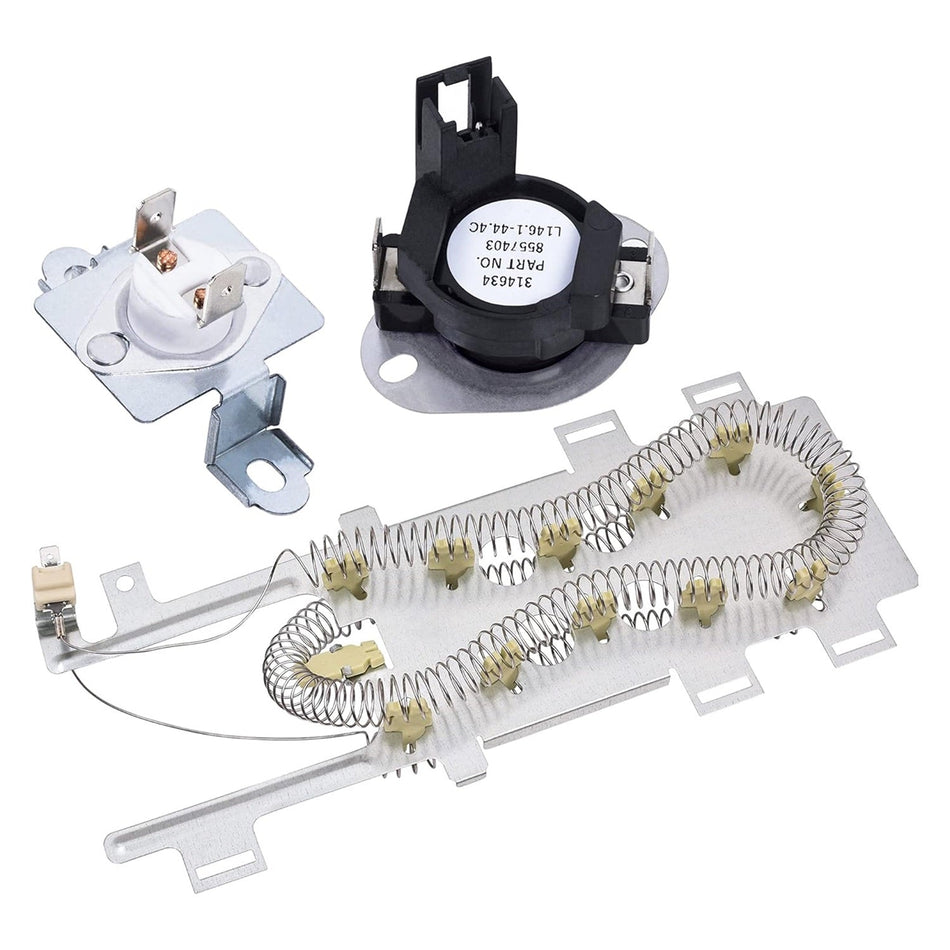 8544771 Dryer Heating Element 280148 Thermal Cut-Off (8557403 High Limit Thermostat 8318314 Thermal Fuse)