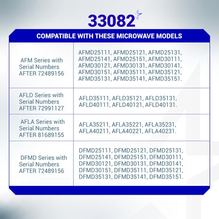 Compatibility chart for 33082 sail switch listing compatible Dometic Atwood RV furnace microwave model numbers.