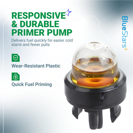 Replacement primer bulb for Ryobi backpack leaf blower carburetors, featuring durable wear-resistant plastic.
