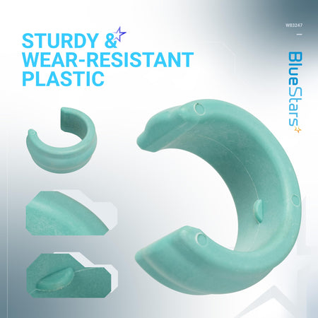 Teal plastic W83247 pool cleaner hose weight showing close-up details and design features.