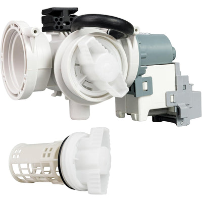 DC97-20621A DC97-20621C Washer Drain Pump Assembly, angled view with separate drain filter