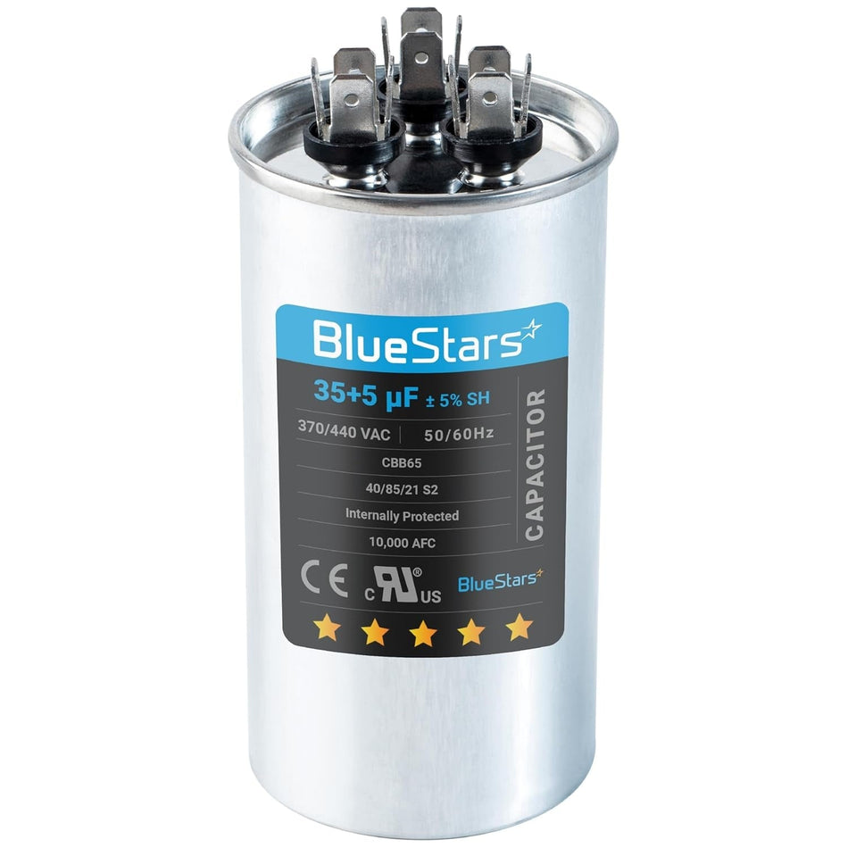 35+5 MFD uf 370/440VAC Dual Run Round Capacitor