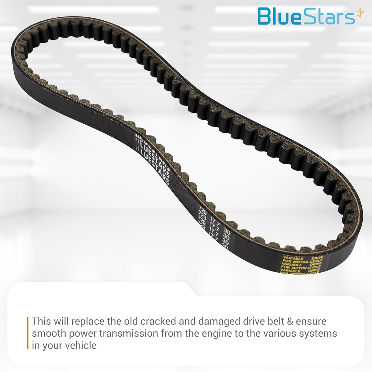 Black 729-17.7-30 racing CVT drive belt with ribbed inner surface for scooter engine power transmission.