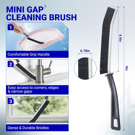 WE03X23881 Dryer Lint Filter Replacement, cleaning brush shown with 9in handle and 0.78in brush width dimensions