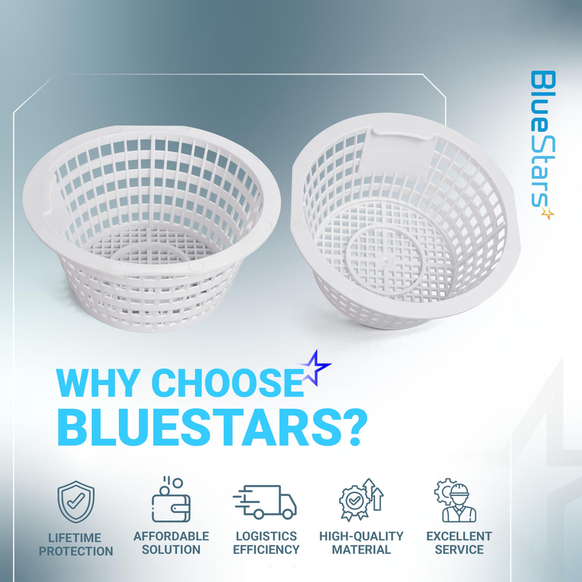 Two white replacement skimmer baskets for Swimline Hydrotools 8928 pool filters shown in a promotional graphic.