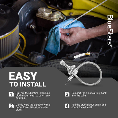 Installation guide for flexible stainless braided transmission dipstick tube for GM TH350 TH400 700R4 transmissions.