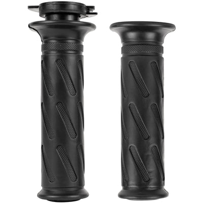Pair of black nonslip rubber motorcycle hand grips for Suzuki GSX-R and other compatible models.