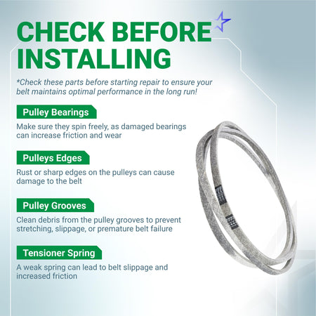 Infographic showing 041-4022-00 deck belt installation tips for Bad Boy mowers.