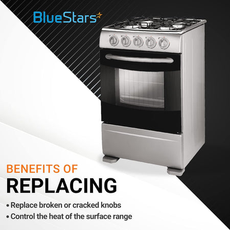 Stove range showing the function of W10698166 control knobs for adjusting heat on a cooktop.