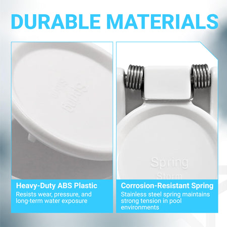 Close-up of durable ABS plastic and stainless steel spring on W400BWHP pool vacuum wall fitting.