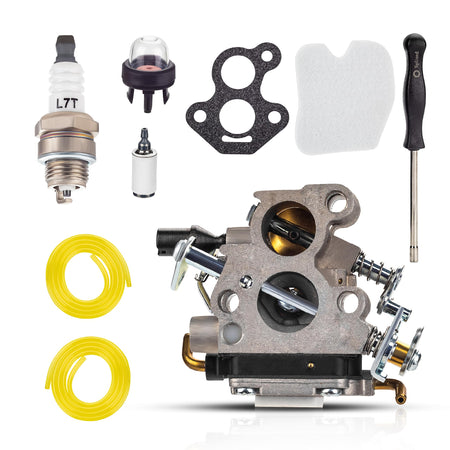 Carburetor tune-up kit for Husqvarna 235, 240, and Jonsered chainsaws including carburetor, spark plug, and fuel lines.