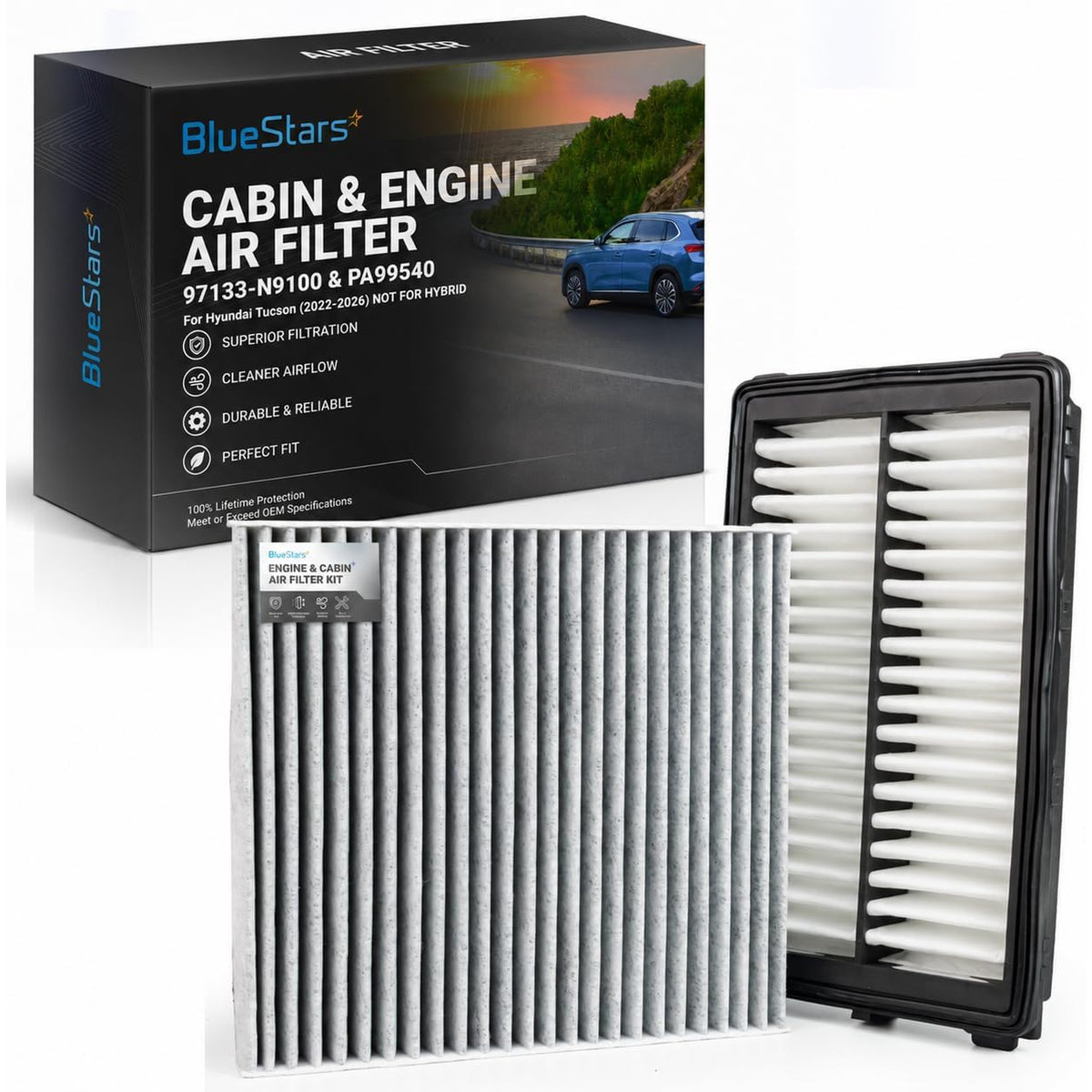 97133-N9100 & P9A9540 Engine & Cabin Air Filter Kit, boxed with engine and cabin air filters