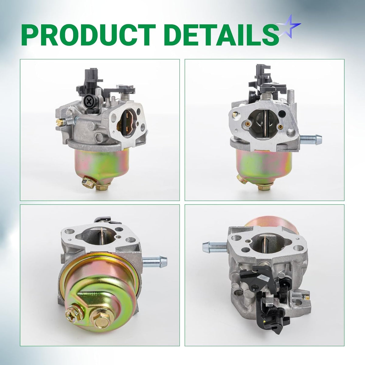 Multi-angle view of 951-10309 replacement carburetor for Yard-Man, Cub Cadet, and MTD lawn mowers.