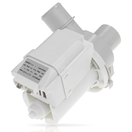 4681EA1007A replacement drain pump for LG and Kenmore washers with visible electrical terminal and motor label.