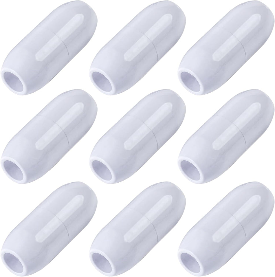Pack of 9 white D10 feed hose floats for Zodiac Polaris pool cleaners.
