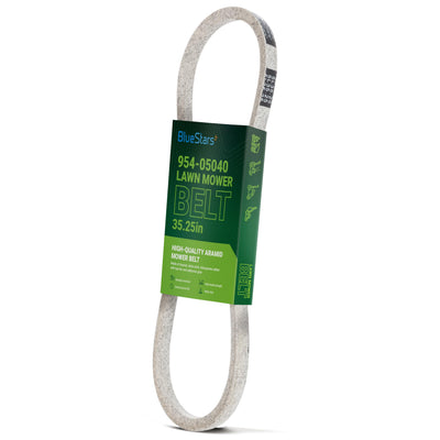 954-05040 upper drive belt for MTD, Troy-Bilt, and Craftsman lawn mowers with branded packaging sleeve.